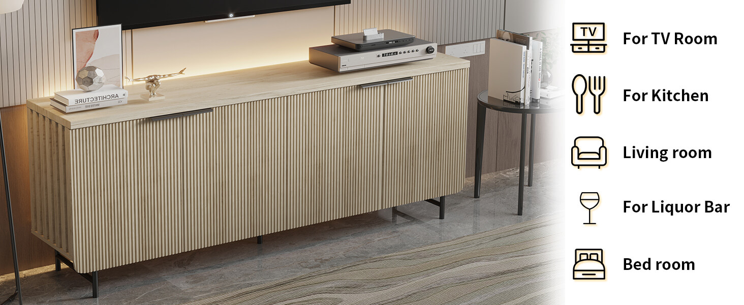 OAK TV Stand with Led lights