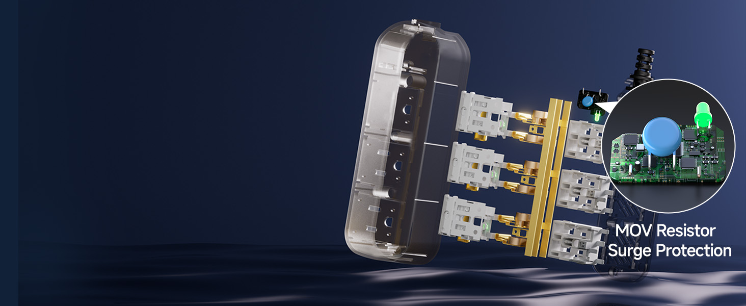 Outdoor Power Strip, 5 Ft, 1625W/13A IPX6 Waterproof, for Courtyard, Garage, Workshop, Camping, RV