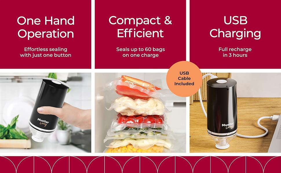 MuellerLiving Portable Vacuum Sealer efortless sealing compact and efficient
