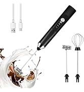 BEoffer Milk Frother Handheld Rechargeable 2000mAH Power Frother Wand Electric Foam Maker with 2 ...