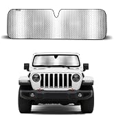 Upgrade Windshield Sun Shade for Jeep Wrangler JL &amp; Gladiator JT 2/4 Door 2018-2026,Reflective Al...