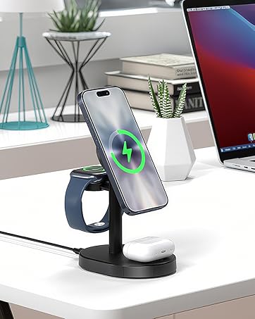 magsafe charger stand 3 in 1 magnetic wireless charging station apple watch iphone 17 16 15 airpods