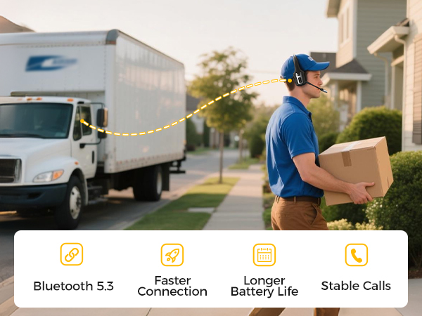 Lightweight Bluetooth Headset Microphone Trucker Headset Single-Ear Wireless Headphones