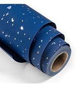 MAYPLUSS Navy Blue Wrapping Paper Roll - 17Inch x 16.5Feet - Masculine Black Gold Shiny Flakes on...