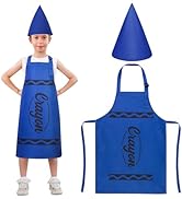 XLSXEXCL Kids Crayon Costume Set, Crayon Apron with Gnome Cone Hat, Funny Dress Up Outfit Accesso...