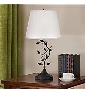 Kakanuo USB Table Lamp Bedside Lamp with USB C Charging Ports, White Traditional Nightstand Lamp ...