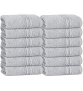 BOUTIQUO Ultra Soft Cotton Washcloths, Contains 12 Piece Face Cloths 12x12 inch, Ideal for Everyd...