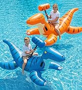 Jasonwell Pool Games Toys Floats -2Pack Inflatable Dinosaur Pool Floats with Blow Up Toy Hammers ...