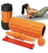 5 in 1 Foam Roller Set - Deep Tissue Foam Roller, Muscle Roller Stick, Massage Ball, Resistance B...