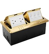 Vagueior Dual Pop Up Floor Electrical Outlet Stainless Steel Box Kit, 20A TR Tamper-Resistant Dup...