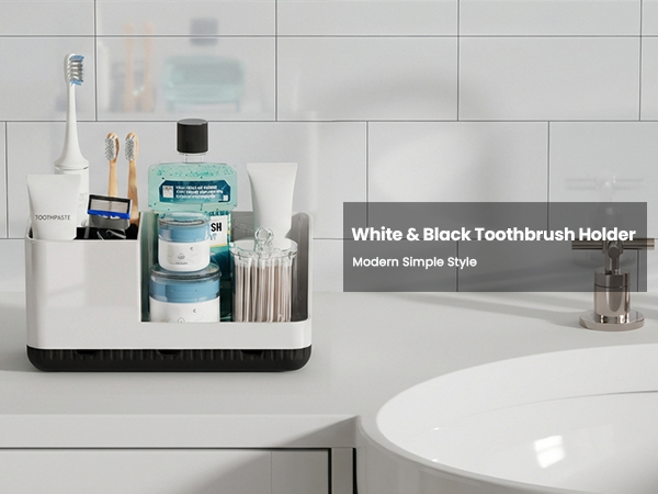 White Grey Toothbrush Holder
