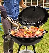 HaSteeL 18 Inch Charcoal Grill, Black Kettle Outdoor Barbecue Grill, 2-In-1 Portable BBQ Grill wi...