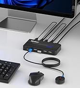 KVM Switch HDMI 2 Port 4K@60Hz, Yinker HDMI KVM Switch for 2 Computers 1 Monitor Share 4 USB 2.0 ...