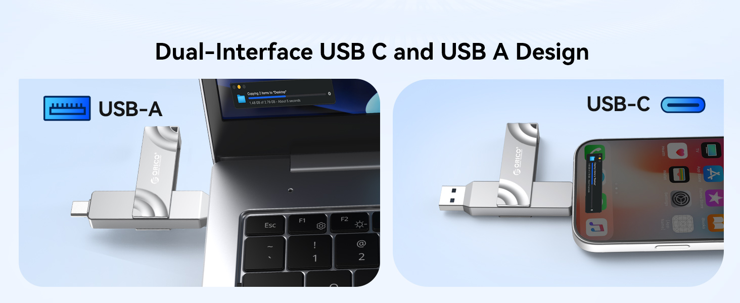 Dual interface USB C and USB A design