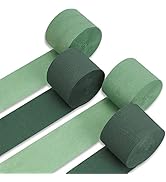 PartyWoo Crepe Paper Streamers 4 Rolls 328ft, Pack of Shades of Green Crepe Paper for Party Decor...
