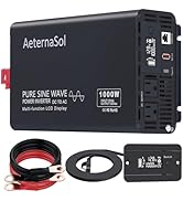 AeternaSol 1000 watt Inverter Pure Sine Wave Inverter DC 12V to AC 110-120V Converter with 2 Outp...