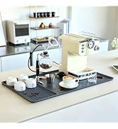 Caketime 2 In 1 Silicone Coffee Bar Mat Accessories Detachable Dish Drying Rug Rack Stone for Kit...