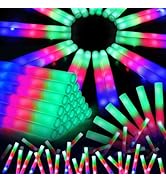 SHQDD 72PCS Foam Glow Sticks Bulk, Light Up in the Dark Party Supplies with 3 Colorful Flashing M...