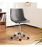 OFIKA Mid Back PU Leather Task Chair,Home Office Desk Chairs with Wheels, Leather Swivel Office C...