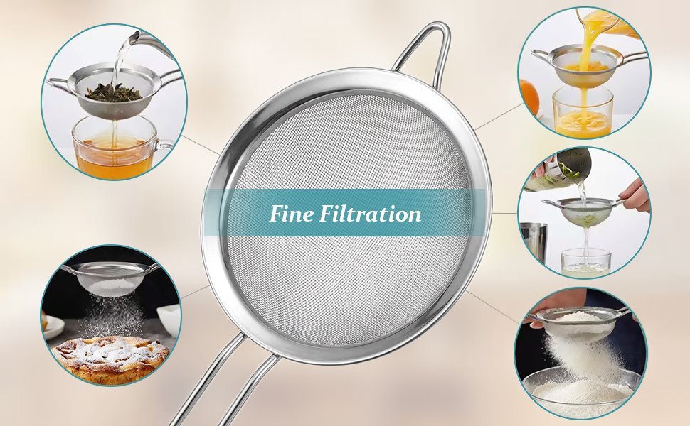 2 Pack Fine Mesh Strainer, Small Stainless Steel Sieves with Handles