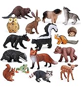 16PCS Forest Animals Baby Figures, Woodland Creatures Figurines, Miniature Toys Cake Toppers Cupc...