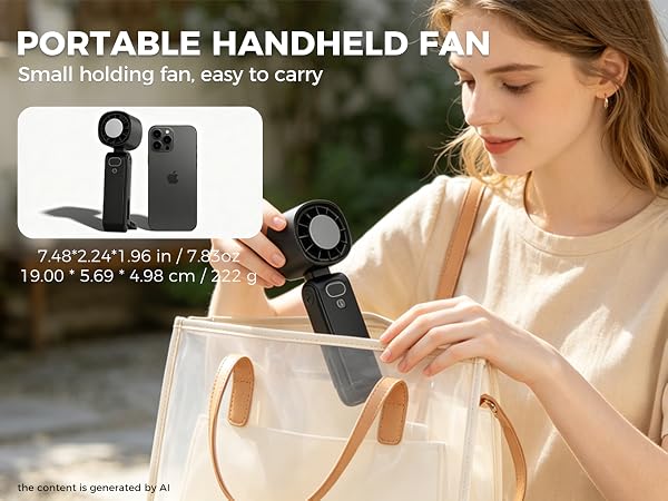 5000mAh Battery Rechargeable Personal Foldable Fans with LED Display Travel Outdoor Office Summer