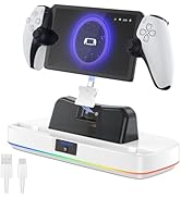 NEWDERY Charger Dock for PS Portal, Portable Charging Station with RGB Light and Type-C Cable, Ca...