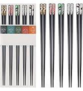 Japanese Style 5 Pairs Fiberglass Chopsticks-Reusable Chopsticks Dishwasher Safe, 9.57 inch/24.3c...