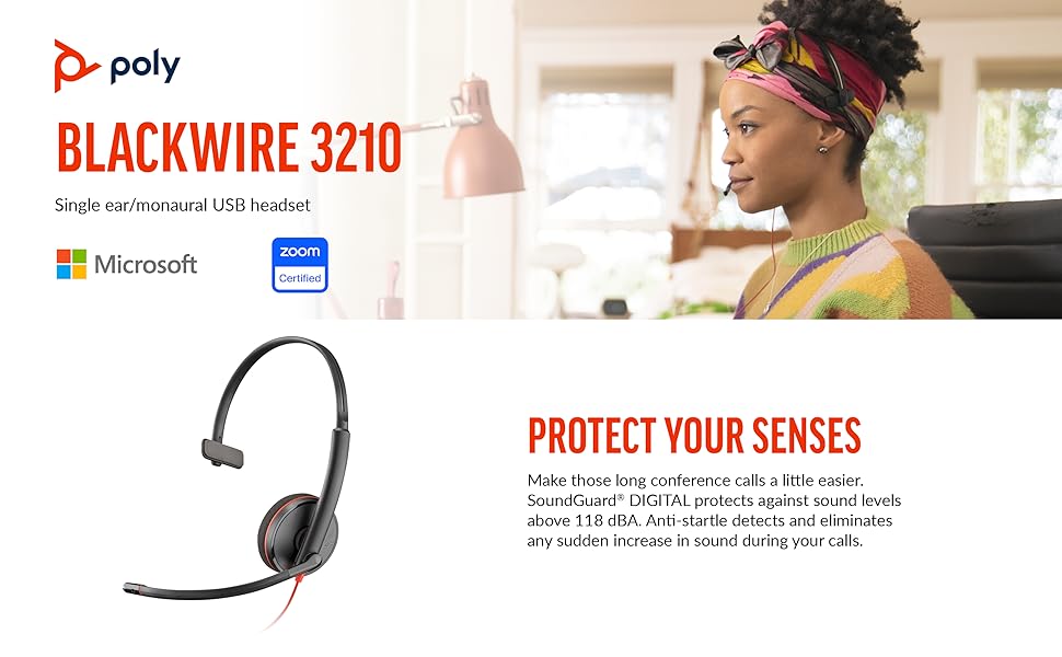 Blackwire 3210 USB-C with C-to-A Adapter