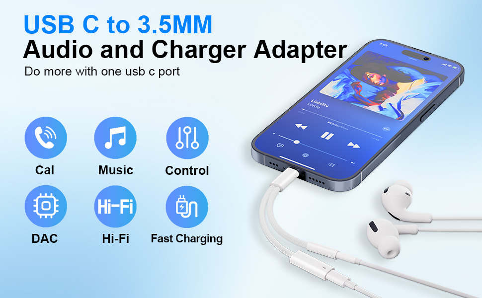 USB C to Headphone Jack Adapter