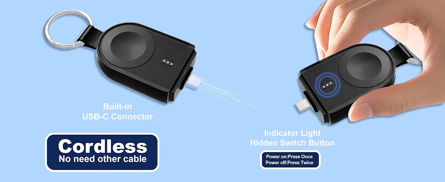 Cordless Charger with built-in USB-C.No need other cable
