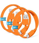 JERMASAL 3-Pack Orange [3.3FT+3.3FT+6FT] USB A to USB C Cable,USB to USB C Cable,Car Carplay Cabl...