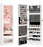Giantex Jewelry Armoire Wall Door Mounted, Lockable Jewelry Cabinet with 42.5'' Full Length Mirro...