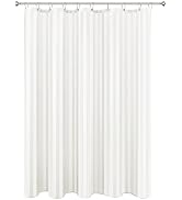 Biscaynebay Fabric Shower Curtain or Liner 72" by 72", Ivory Water Repellent Damask Stripes Bathr...