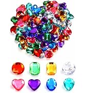 Gikboup 128Pcs Large 1 Inch Acrylic Diamond Jewels for Crafts, Flat Back Gems with 140 Adhesive D...