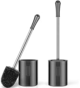 Toilet Brush and Holder, 2 Pack Compact Size Toilet Bowl Brush with Stainless Steel Handle, Small...