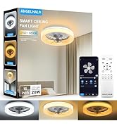 ANGELHALO 16" Smart Ceiling Fan with Light, Dimmable 2700K-6500K, Remote/App Control, Low Profile...