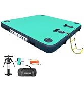 VEBESYET Inflatable Floating Dock with Soft Ladder, 6 inch Thick Non-Slip Inflatable Dock Floatin...
