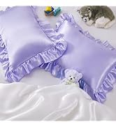 Entisn Ruffle Satin Toddler Pillowcase Set of 2, 13 x 18 Inch Toddler Silky Pillow Covers with En...