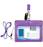 Wisdompro 2-Sided PU Leather ID Badge Holder with 1 ID Window and 1 Card Slot and 1 Piece 23 Inch...