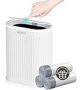 KSSKSS 1.8 Gallons Small Stainless Steel Trash Can with Press Type Lid, Slim Bathroom Garbage Bin...