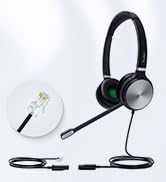 Yealink Phone Headsets for Office Phones YHS36 QD to RJ9 Wired Headset Compatible with Poly Snom ...