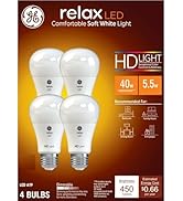 GE Relax LED Light Bulbs, 40 Watt, Soft White, A19 (4 Pack)