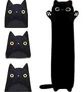Handytoolinc Black Cat Soft Pillow Plush Long Throw Sleeping Pillow Cotton Kitten Pillow Cuddly S...