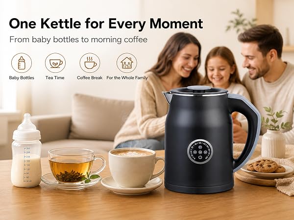 Electric Kettle 1.2L with 45-90? Temp Control, 1000W Fast Heating 6-Min Deep Boil,