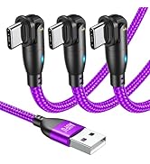 AUFU USB C Cable 6ft(3Pack-6.6ft/6.6ft/6.6ft), 180° Rotation USB to USB C Cable/3A USB C Fast Cha...