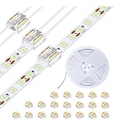 RGBZONE 20pcs 2 Pin 8mm LED Strip Connector Kit 2-Pin LED Strip Connectors and 32.8FT/10M Extensi...