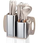 RAXCO 18 Pieces Knife and cutting board set-7 Pieces Silicone Spatula Set,6 Pieces Cooking Set,5 ...