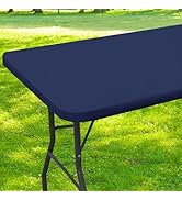 Smiry Rectangle Picnic Table Cloth, Waterproof Elastic Fitted Tablecloths for 6 Foot Tables, Wash...