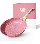 8-Inch Pink Nonstick Egg Pan, PFOA-Free Stone Cookware Skillet, Induction Compatible